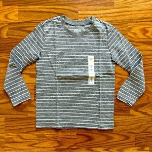 Jumping Beans Boys Size 5 Long Sleeve Shirt Essential Tee Gray White Stripe NWT!